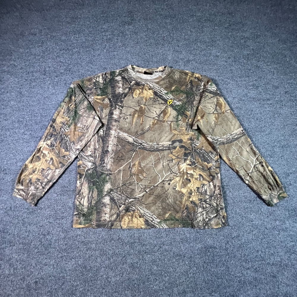 ScentBlocker Mens XL Green Bark-Tree Camo Hunting Long Sleeve T-Shirt CLTXT